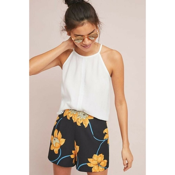 Anthropologie Pants - New Anthropologie Floral Play Shorts SMALL Black